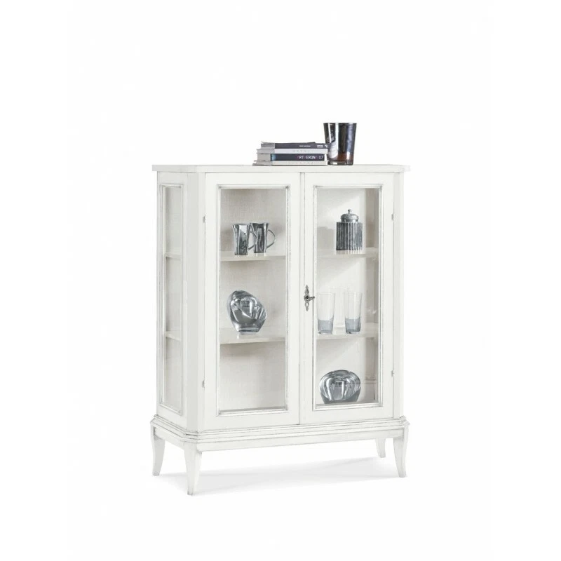 VETRINA ESPOSITORE ANTE BATTENTI VETRO ARTE POVERA CLASSICO BIANCO OPACO