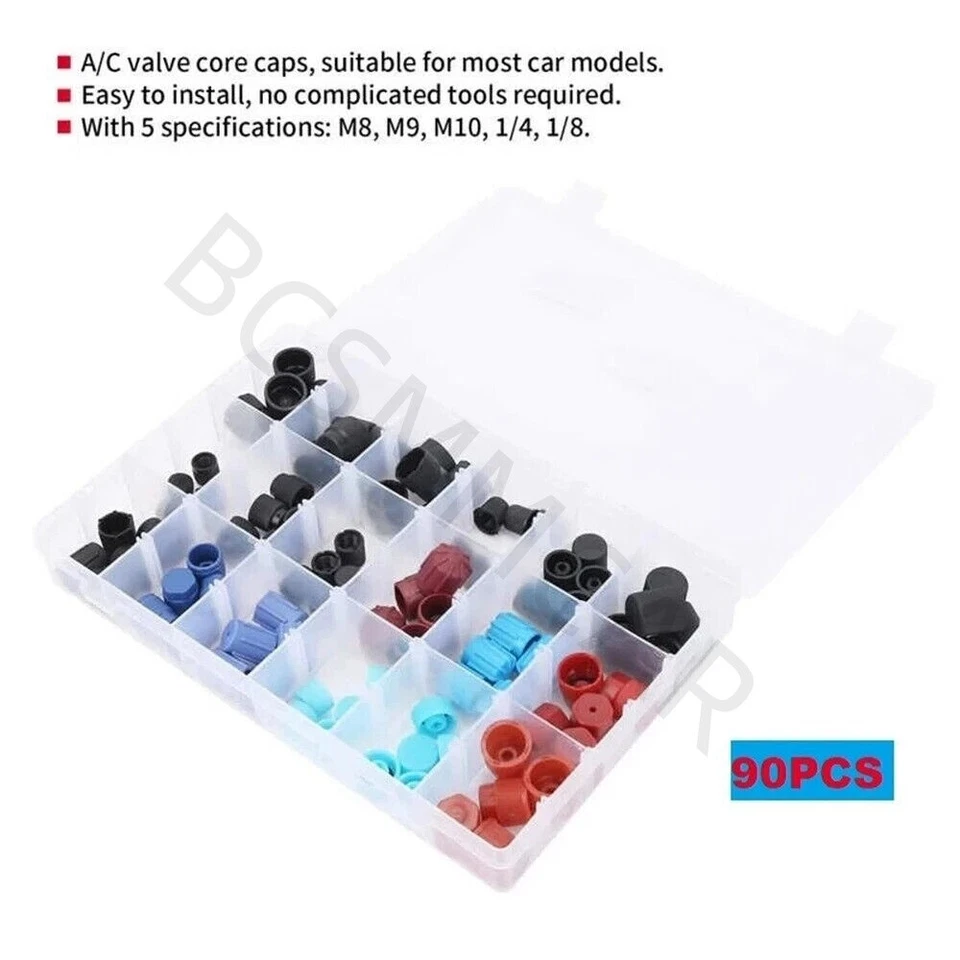 Kit de tapas antipolvo núcleo válvula lateral alto bajo R134A R12 aire acondicionado coche repuesto sello aire Foto 3 de 4