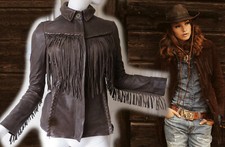 All Saints Anny Leather Jacket Uk 8 /usa 6 Tassel Western Biker Nashville Cowboy