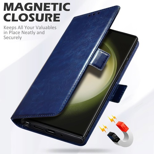For Samsung Galaxy S23 Ultra Case Shockproof Leather Wallet Cover Tempered Glass - Picture 9 of 24