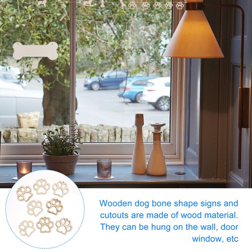 Juego de 20 letreros colgantes de madera para huesos de perro con recortes de madera decorativos hágalo usted mismo - Imagen 7 de 12