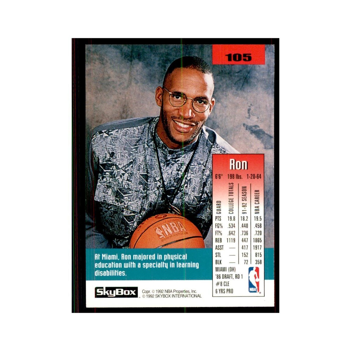 1992 SkyBox Ron Harper Basketball Cards #105 | eBay