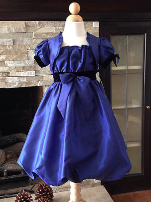 Navy Blue Christmas Holiday Formal Party Taffeta Wedding Flower Girl Dress  4 6 8 | eBay