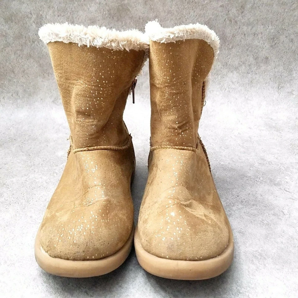 Roebuck & Co Girls Mandy 66702 Sz 1 M Brown Cozy Glitter Boots - Image 2 of 4