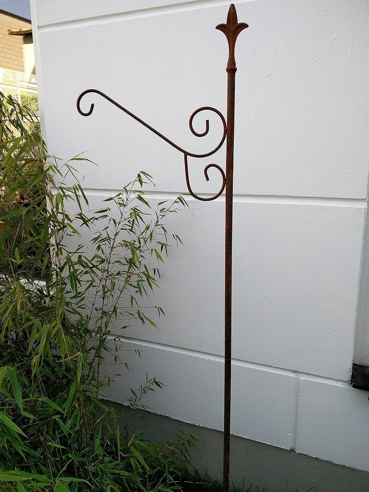 Garten Edelrost Laternenstab Haken aus Metall Rost Gartenstab H180 B39cm 031388 - Bild 2 von 4