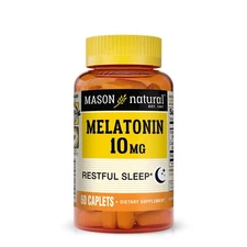 Mason Natural Melatonin 10 mg with B6 - Natural Sleep Aid, 60 Caplets