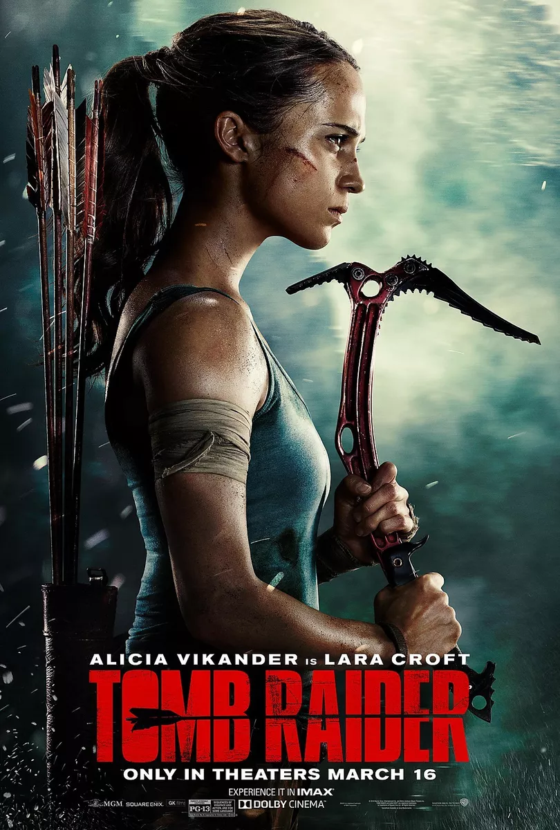 POSTER DO FILME TOMB RAIDER LARA CROFT ALICIA VIKANDER WALTON GOGGINS  DOMINIC WEST