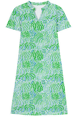 Women's Dress - Green Printed Dress - Midi Dress - 2XL - Jersey Cotton