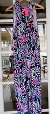 NWT Lilly Pulitzer Wyota Jumpsuit You've Been Spotted Oyster Bay Navy S 07023C 