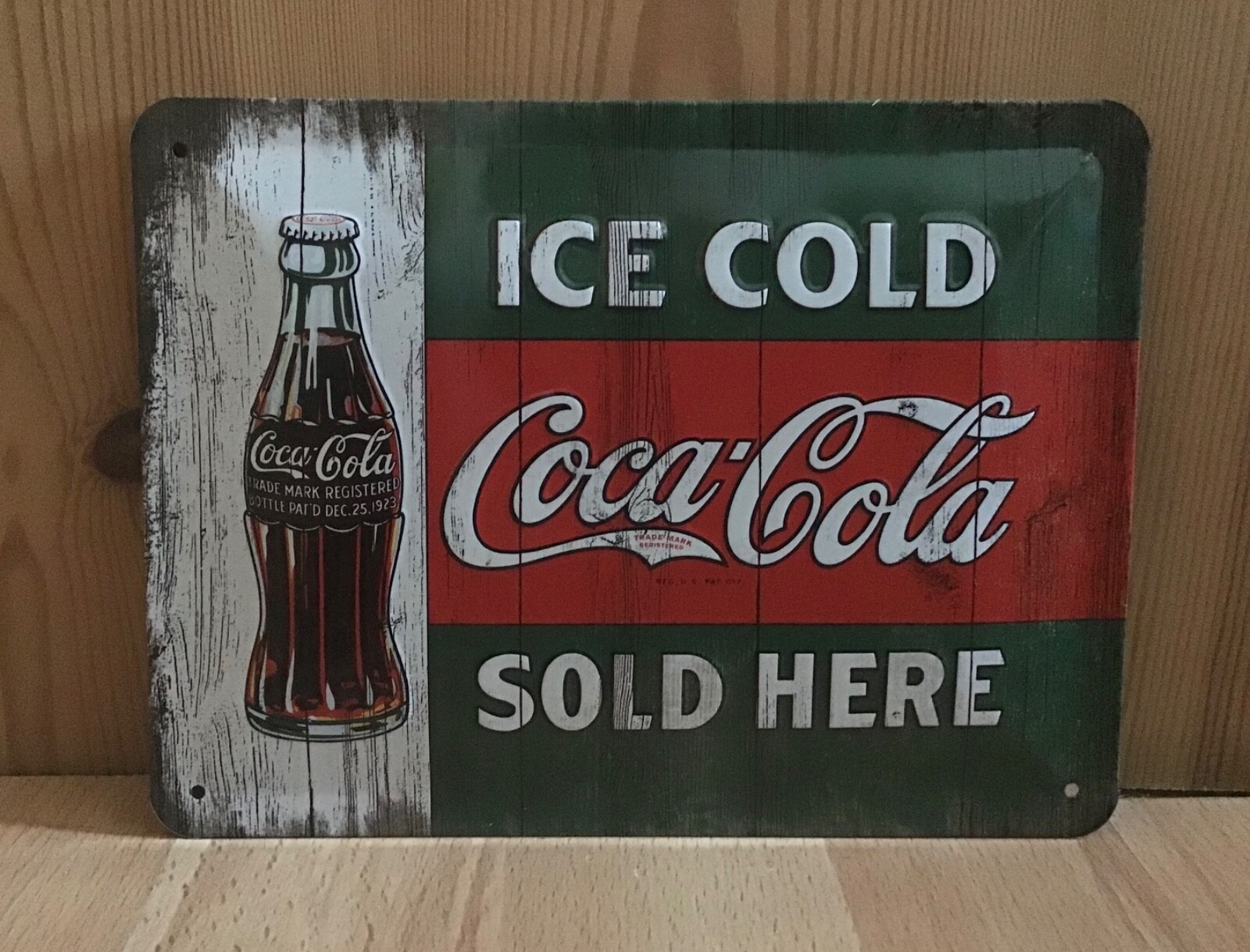 Coca Cola Ice Cold Sold Here Metal Sign Medium Vintage look Retro Tin Sign.