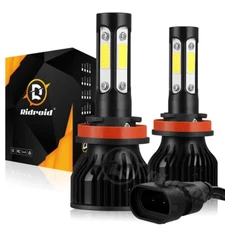 4-Side H11 H8 LED Headlight Super Bright Bulbs 6500K White Kit High Low Beam 2x