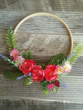 8 " wide Round wood Spring Floral Hoop Wreath Ring Wedding Party Home Decor