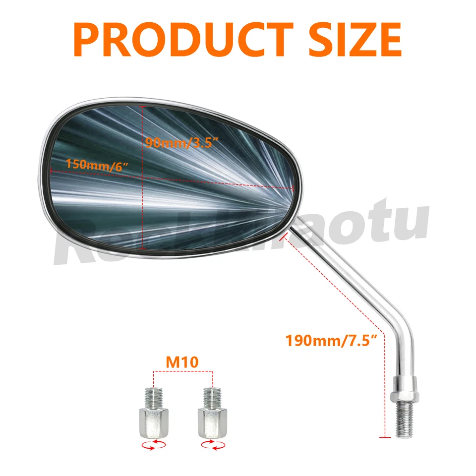 Espejos retrovisores cromados para moto Yamaha V Star 250 650 950 1100 1300 XVS Foto 2 de 4