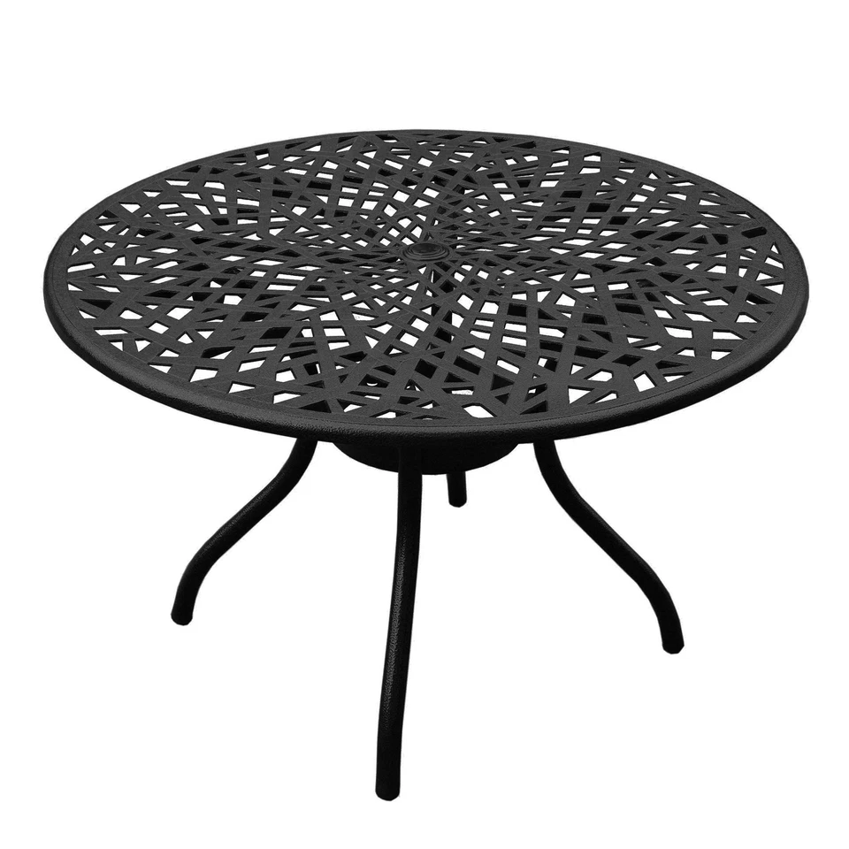 Modern Outdoor Mesh 48-in Aluminum Round Patio Dining Table - Image 3 of 4