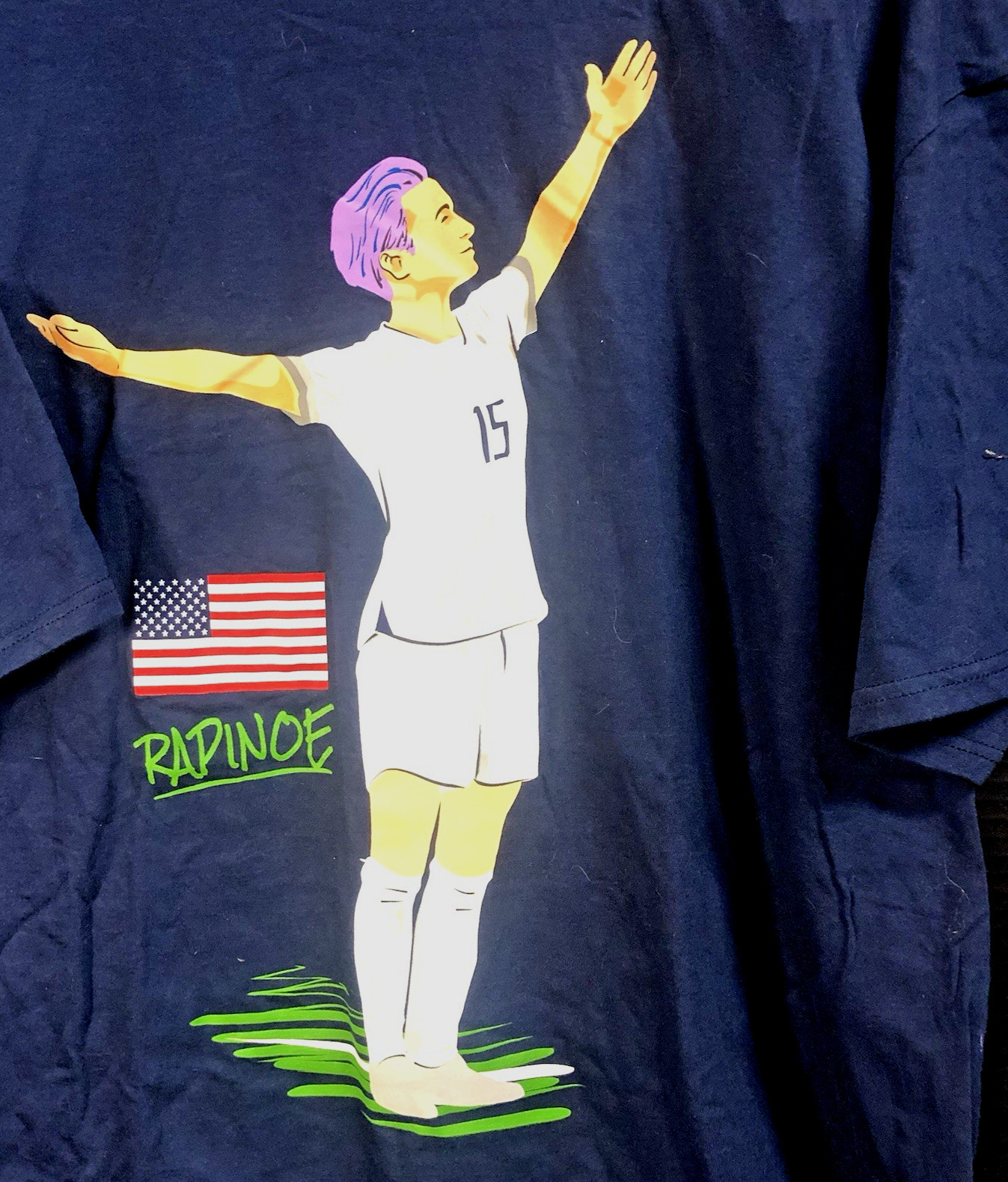 Megan Rapinoe Soccer USA World Champion Shirt XXL Gen2 Blue LGBTQ+ Advocate NEW