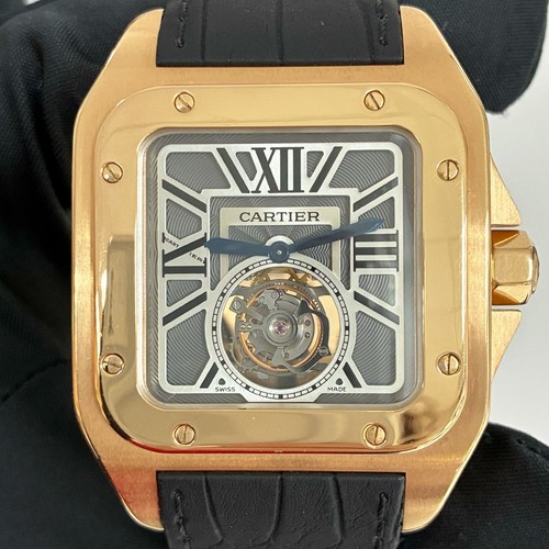 Cartier W2020019 Santos 100 Flying Tourbillon 18k Pink Gold LE...