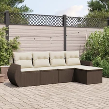 Garden Sofa Set Brown and Cream White