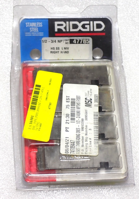 #ad 47785 Ridgid 1 2” 3 4” Universal HIGH SPEED NPT Right Hand Pipe Dies NEW $82.79