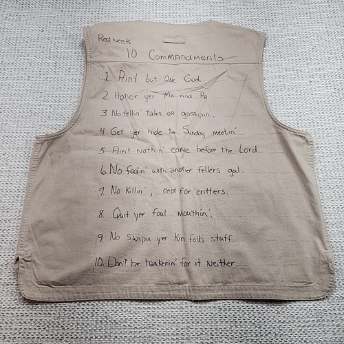 VTG PB&Co Hunting Fishing Vest Mens XL Outdoor Hiking Camping 10 Commandments - Picture 6 of 11