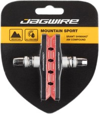 Jagwire Mountain Sport Threaded V-Brake Pads - Red All-Weather Compound, Low