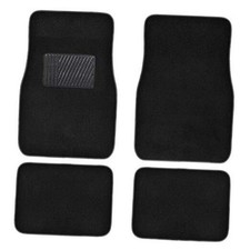 Premium Inter-Lock Backing Carpet Car Floor Mats - Front  Rear, Thick  Black