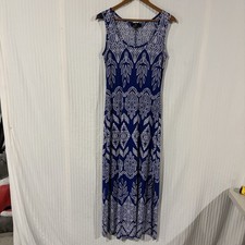 Ronni Nicole Maxi Dress Small Blue Textured Sleeveless Slit Stretch LL-3