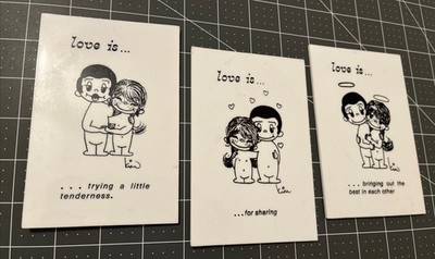 Vintage Set Of 3 Love Is . .  . Plaques