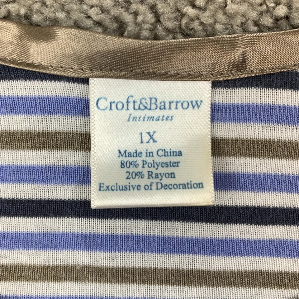 Женский вязаный пижамный топ Croft & Barrow Intimates Henley 1X в разноцветную полоску - Изображение 3 из 4