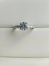 2Ct Round Cut Lab Created Diamond Engagement Wedding 14K White Gold Finish Ring