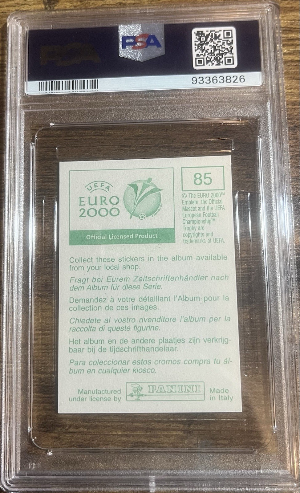 DAVID BECKHAM 2000-01 PANINI UEFA EURO SOCCER ENGLAND PSA 8 Green Back Soccer view 2