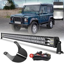 Roof 52" Led Light Bar Spot Flood +Brackets For Gutter Land Rover Defender +Wire