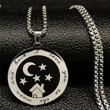 Muslim Star Crescent Moon Necklaces Men Women Stainless Steel Islamic