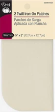 Dritz Twill Iron-On Patches, 5 x 5-Inch, 2 Count, Stone