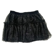 Girls Layered Black Sparkle Tulle Ruffled Skirt Stretchy Waist Band XS 4/5 