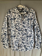 Michael Kors Men's Dress Shirt, Blue Floral, Small, Slim Fit, Preppy Look