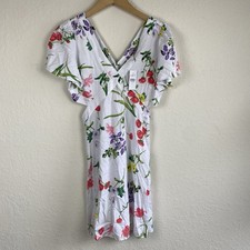 Ann Taylor Loft Size 6 Floral Mini Dress Fit N Flare Cut Out Cottage Party