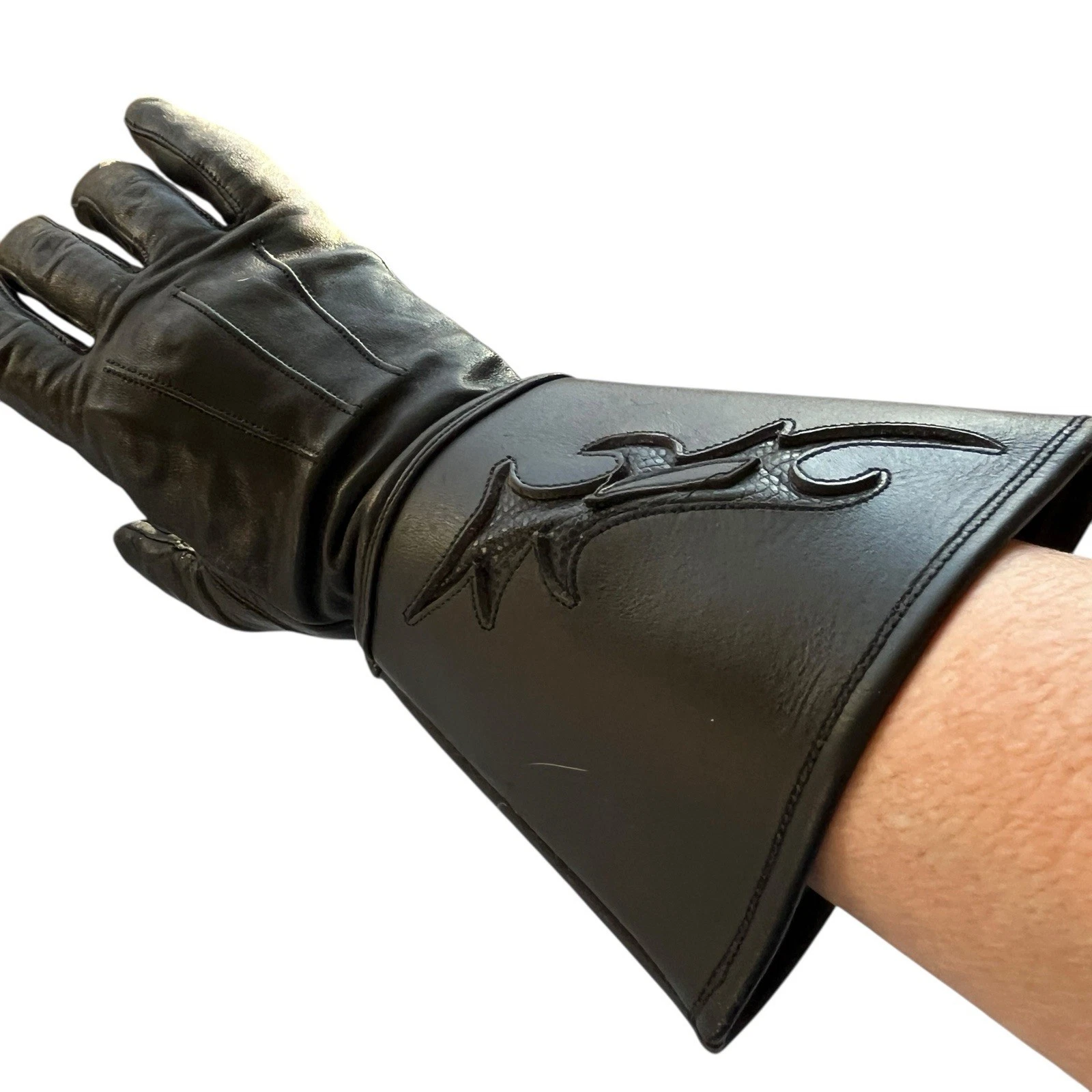 Harley Davidson Womens Motorcycle Gauntlet Black Leather Gloves Size Large Moto