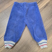 Vintage Y2K Toddler Boys Girls Kids Blue Corduroy Pants Elastic Waist 18 Mo