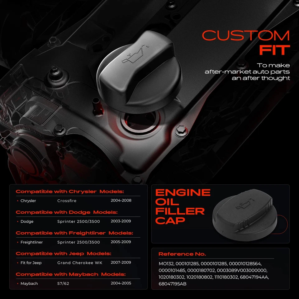 Tampa de enchimento de óleo do motor para Mercedes-Benz E43 AMG E500 E55 AMG E550 G55 AMG G550 - Imagem 2 de 4