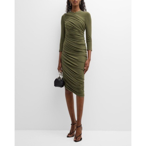 norma kamali diana dress long sleeve Norma Kamali Diana Long-Sleeve Midi Dress