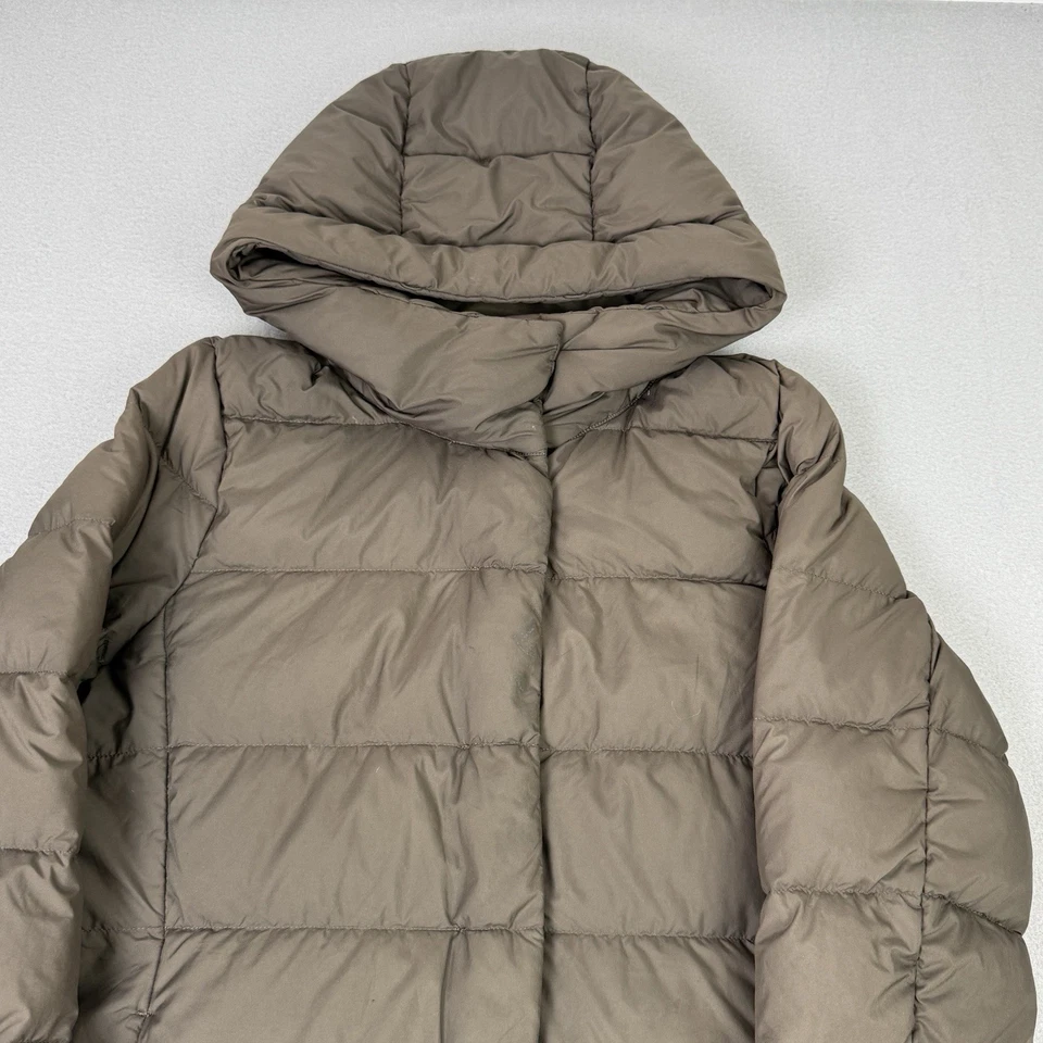 Chaqueta Uniqlo Mujer Pequeña Marrón Ultra Ligera Plumón Abrigo Largo Puffer Acolchado Con Capucha Foto 2 de 4