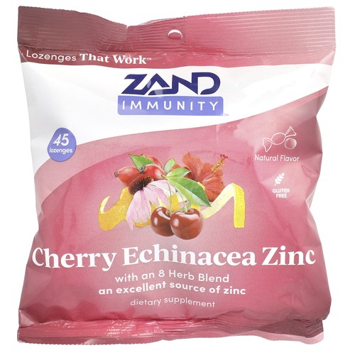 Immunity, Cherry Echinacea Zinc, Natural, 45 Lozenges