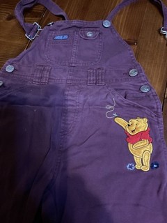 Vintage Disney Winnie The Pooh Y2K Embroidered Maroon Overalls Girls Size 5