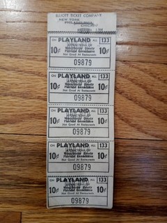RARE VINTAGE ORIGINAL PLAYLAND AMUSEMENT PARK TICKETS RYE NEW YORK W/ HEADER