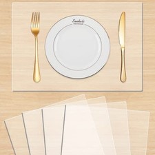 4 Pcs Clear Table Protector 12 x 16 Inch Plastic 1.5mm Thick Table Desk Pad