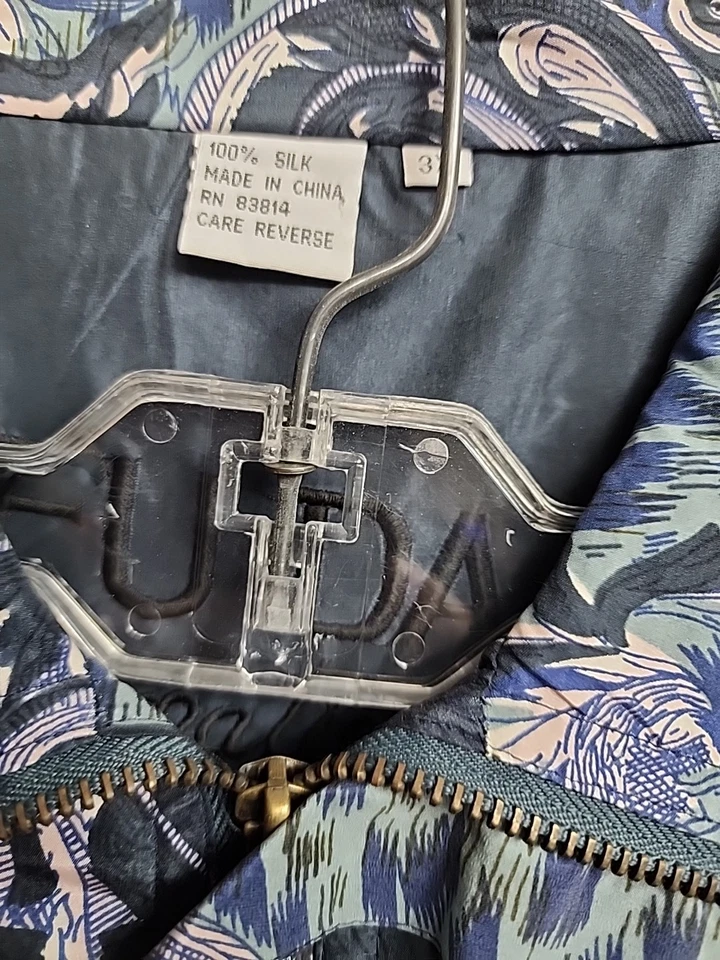 Traje de chándal FUDA Paisley años 80 100 % seda pura talla grande 3X hombrera nuevo de colección Foto 2 de 3