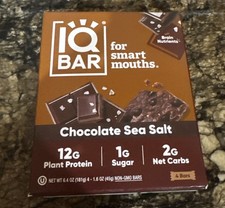 IQBAR Salted Chocolate Protein Bars - Vegan Energy Bars - High Fiber Vegan Snack