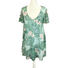Show Me Your Mumu Mini Dress Womens Small Mint Green Tropical Palm Floral V-Neck