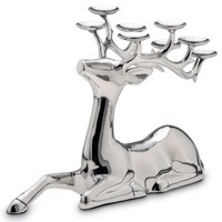 Teelichthalter Silber Deko-Figur Alu Rentier 8 Teelichter Weihnachtsdeko 25 Cm