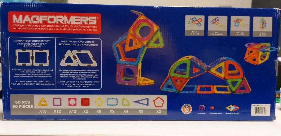 🧲 Magformers 60-Piece Magnetic Building Set – Ages 3+  Open Box, Tested 🧲 - Image 2 of 4